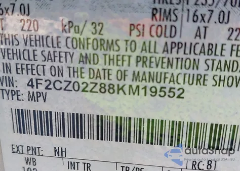 2008 Mazda Tribute I Sport из США, поврежденный, VIN 4F2CZ02Z88KM19552